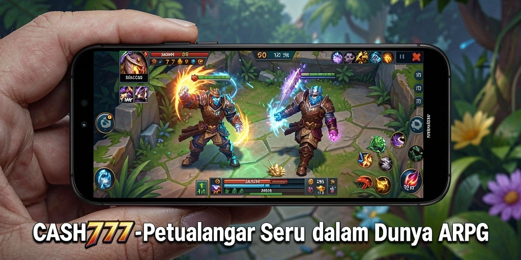 Screenshot utama CASH777 menampilkan aksi pertarungan yang seru dalam game ARPG.
