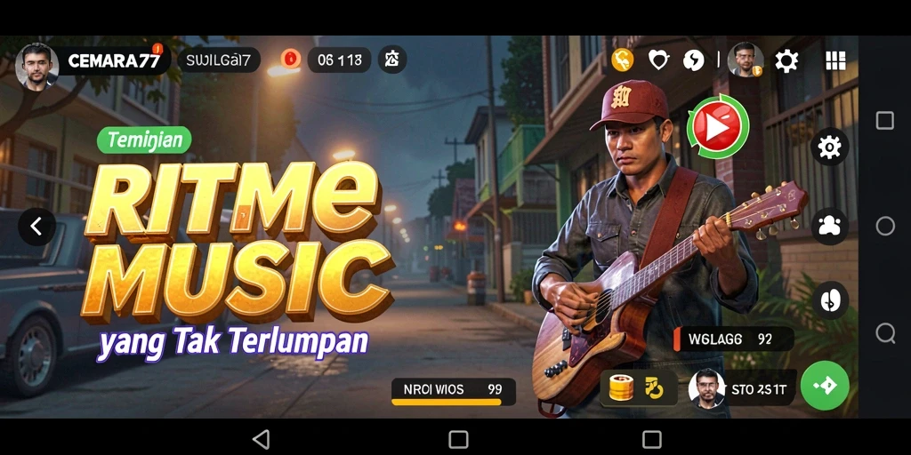 Gameplay CEMARA77 menampilkan interaksi musik yang seru dan mendebarkan.