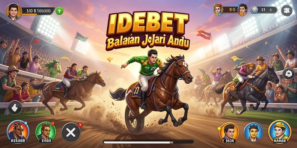 Tampilan gameplay seru di balapan IDEBET dengan mobil dan lintasan yang menantang.