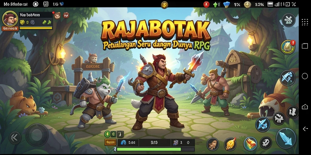 Tampilan gameplay seru dari RAJABOTAK dengan karakter yang menampilkan aksi RPG.