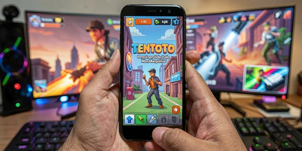 Tampilan gameplay TENTOTO menunjukkan aksi seru dalam mengelola karakter dan sumber daya.